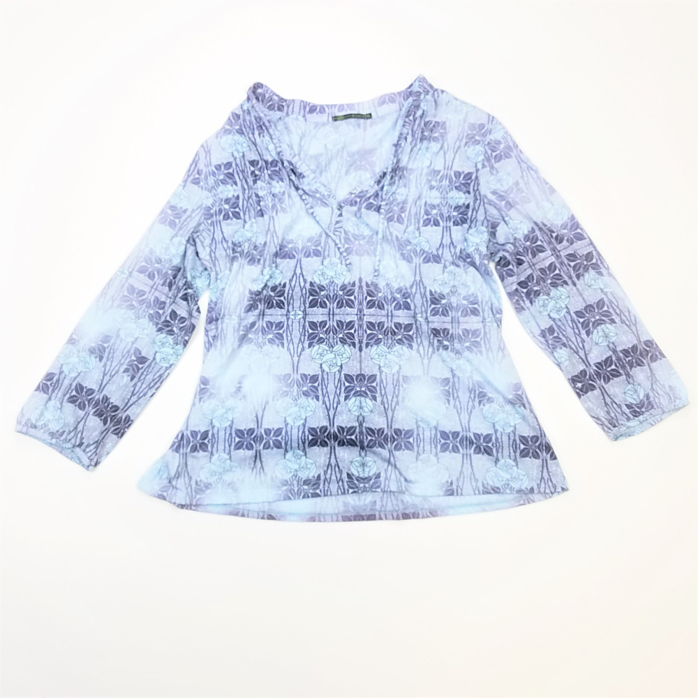 Inspired Blue Floral Long Sleeve Shirt Sz XL